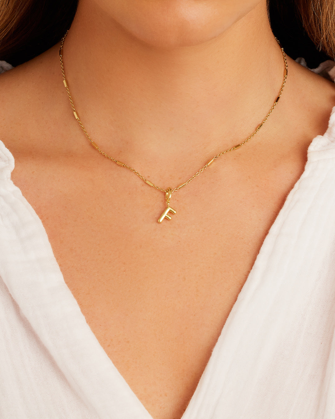 Alphabet Helium Parker Charm #F || option::18k Gold Plated, F