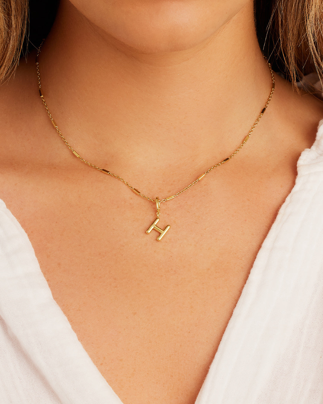 Alphabet Helium Parker Charm #H || option::18k Gold Plated, H