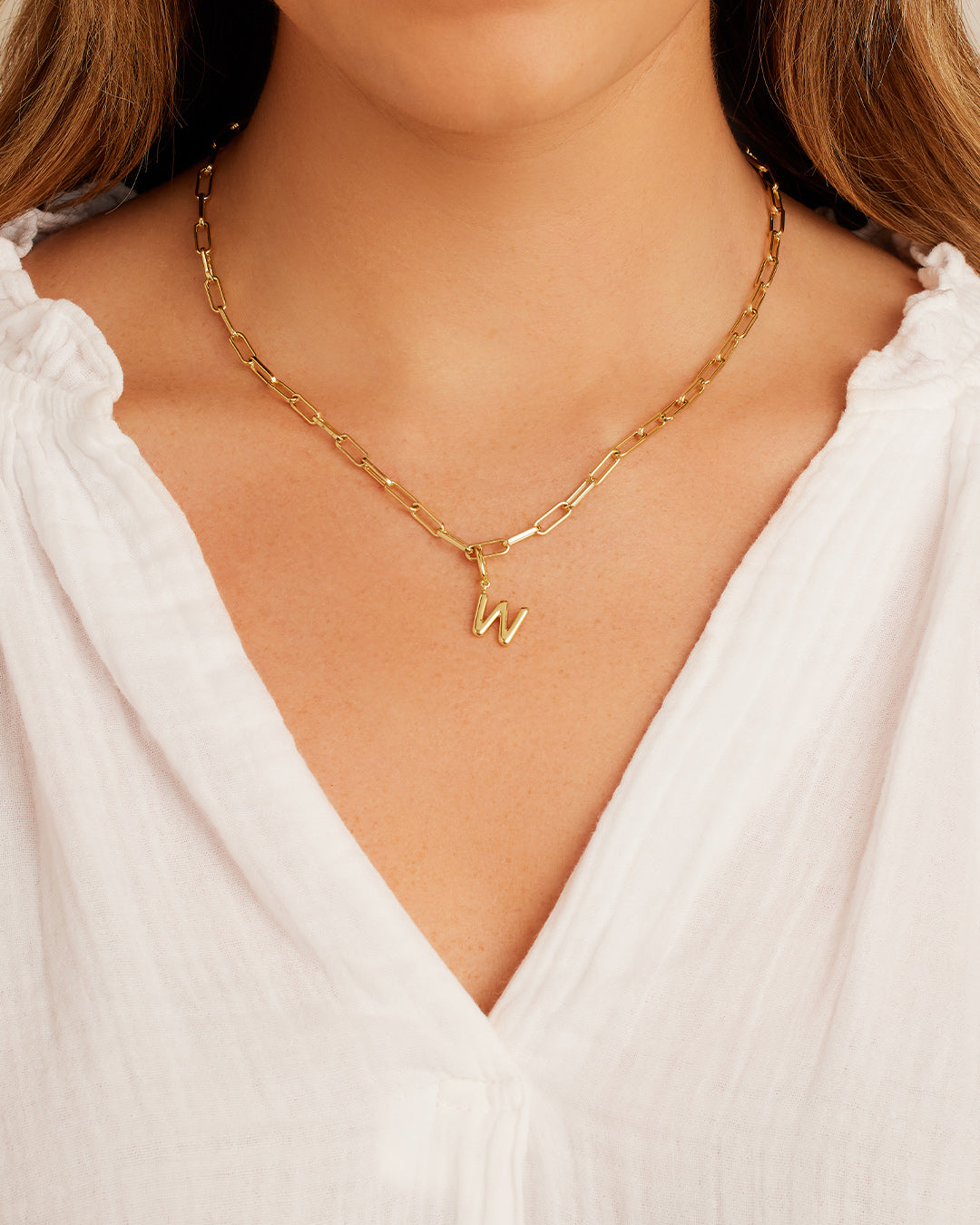 Alphabet Helium Parker Charm #W || option::18k Gold Plated, W