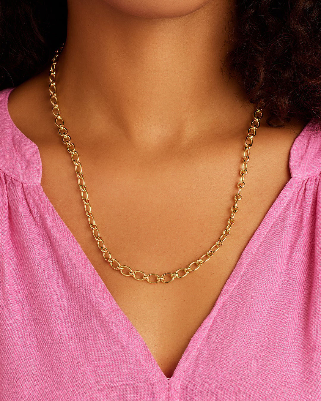 Woman wearing  Ace Necklace || option::Gold Plated