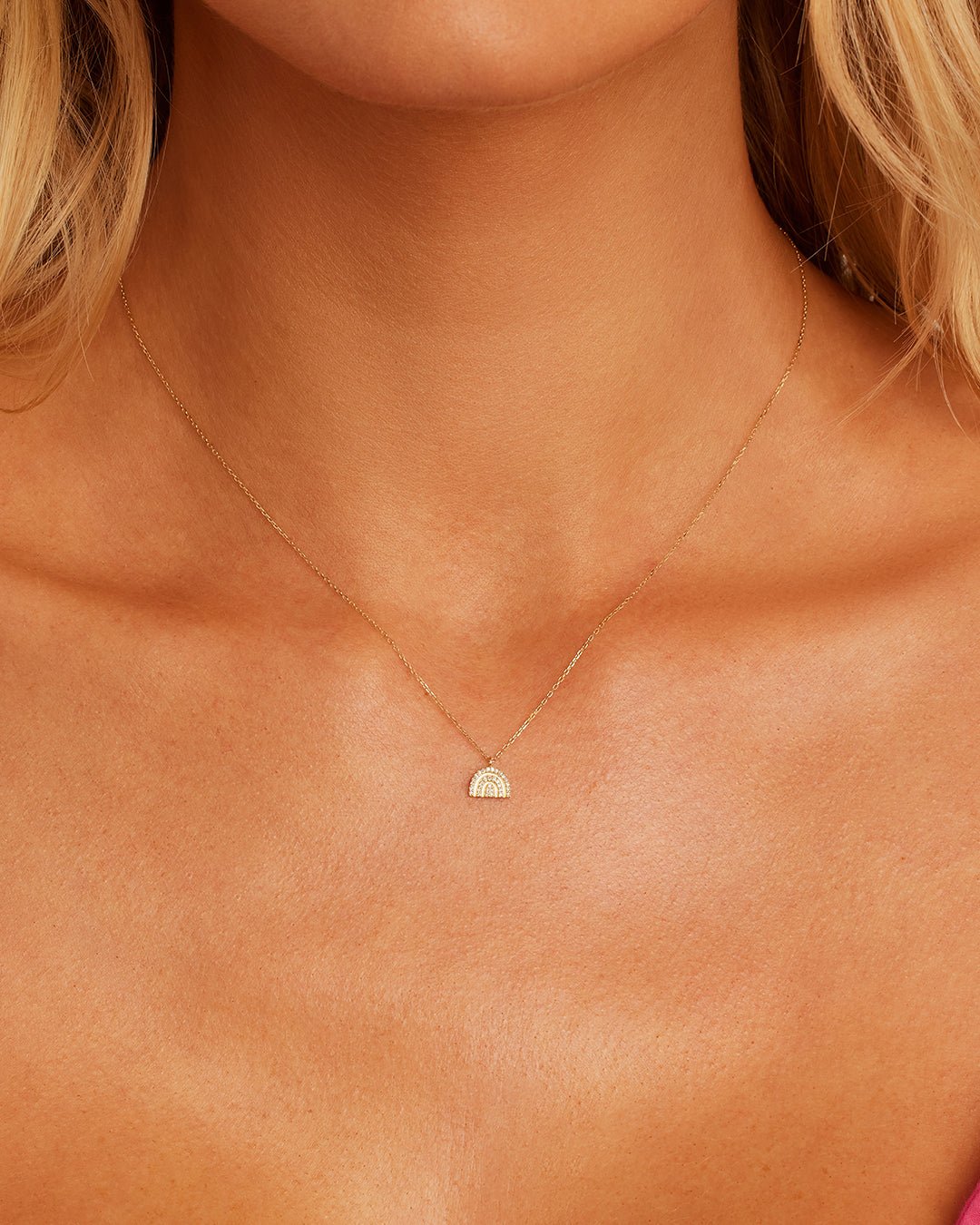 Diamond RetroRainbow Necklace || option::14k Solid Gold