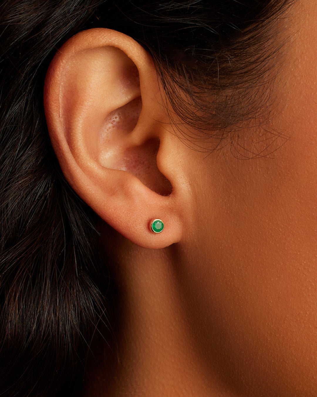 Classic Birthstone Stud in 14k Solid Gold || option::14k Solid Gold, Emerald - May, Single