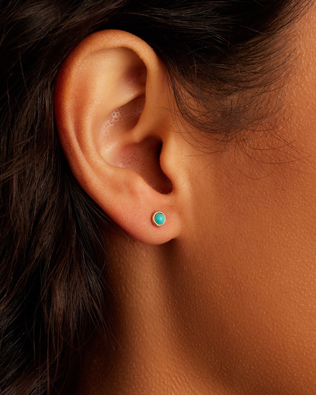 Classic Turquoise Stud || option::14k Solid Gold, Turquoise, Single