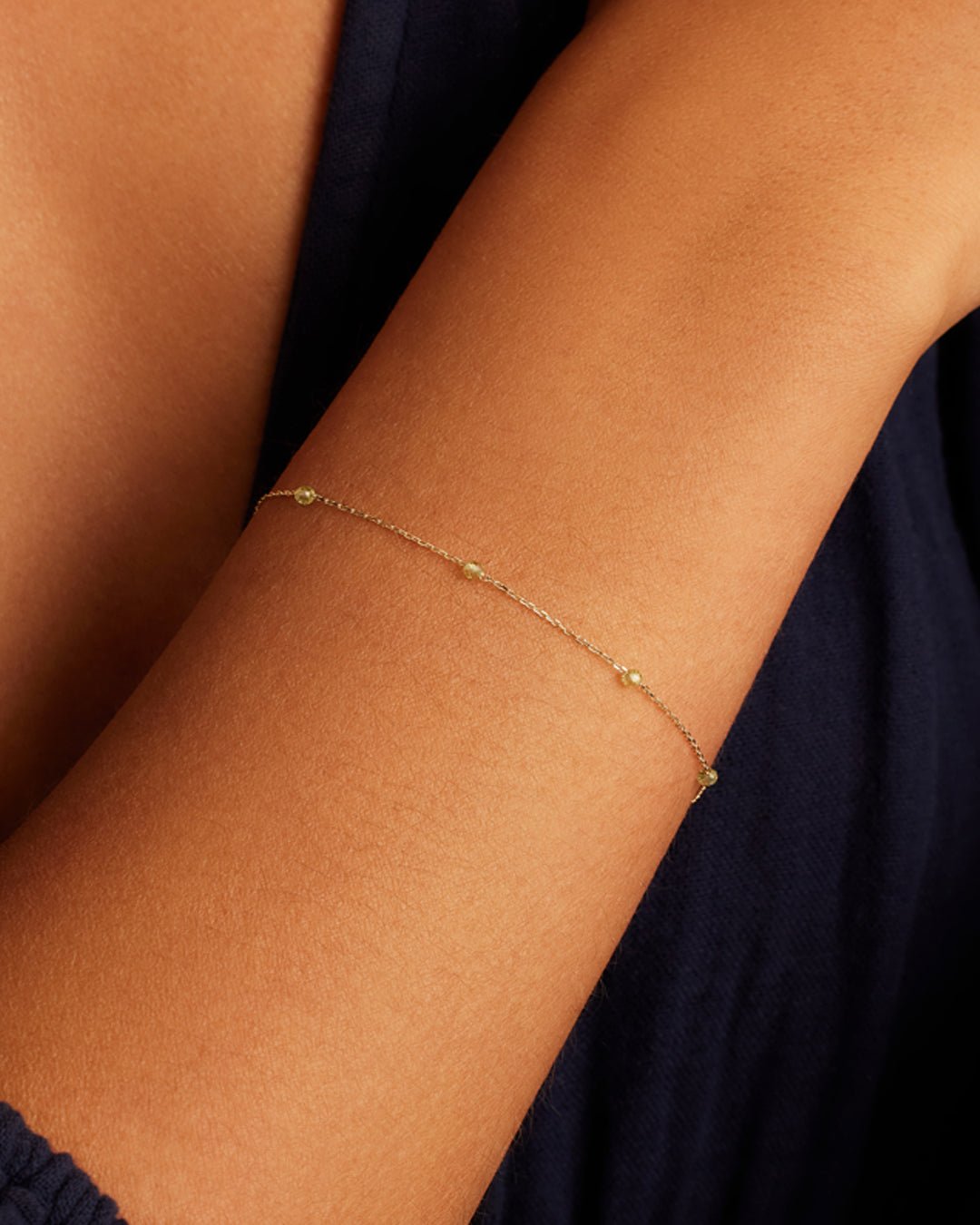 Peridot Newport Bracelet || option::14k Solid Gold, Peridot - August
