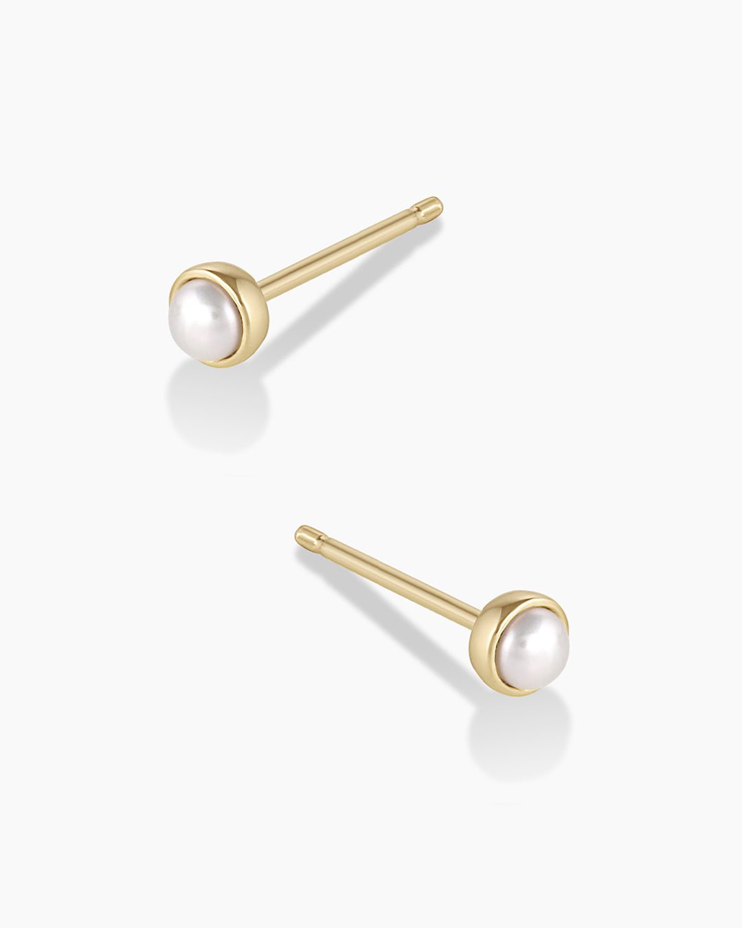 Classic Pearl Studs || option::14k Solid Gold, Pearl - June, Pair