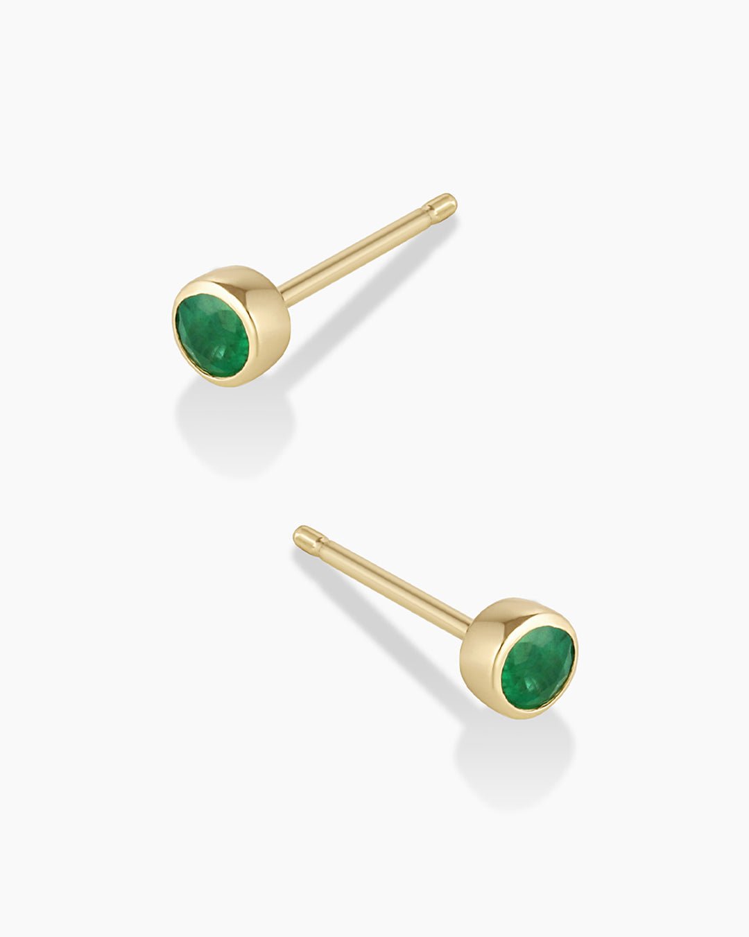 Classic Emerald Studs || option::14k Solid Gold, Emerald, Pair