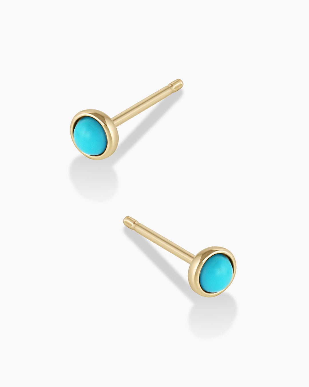 Classic Turquoise Studs || option::14k Solid Gold, Turquoise - December, Pair