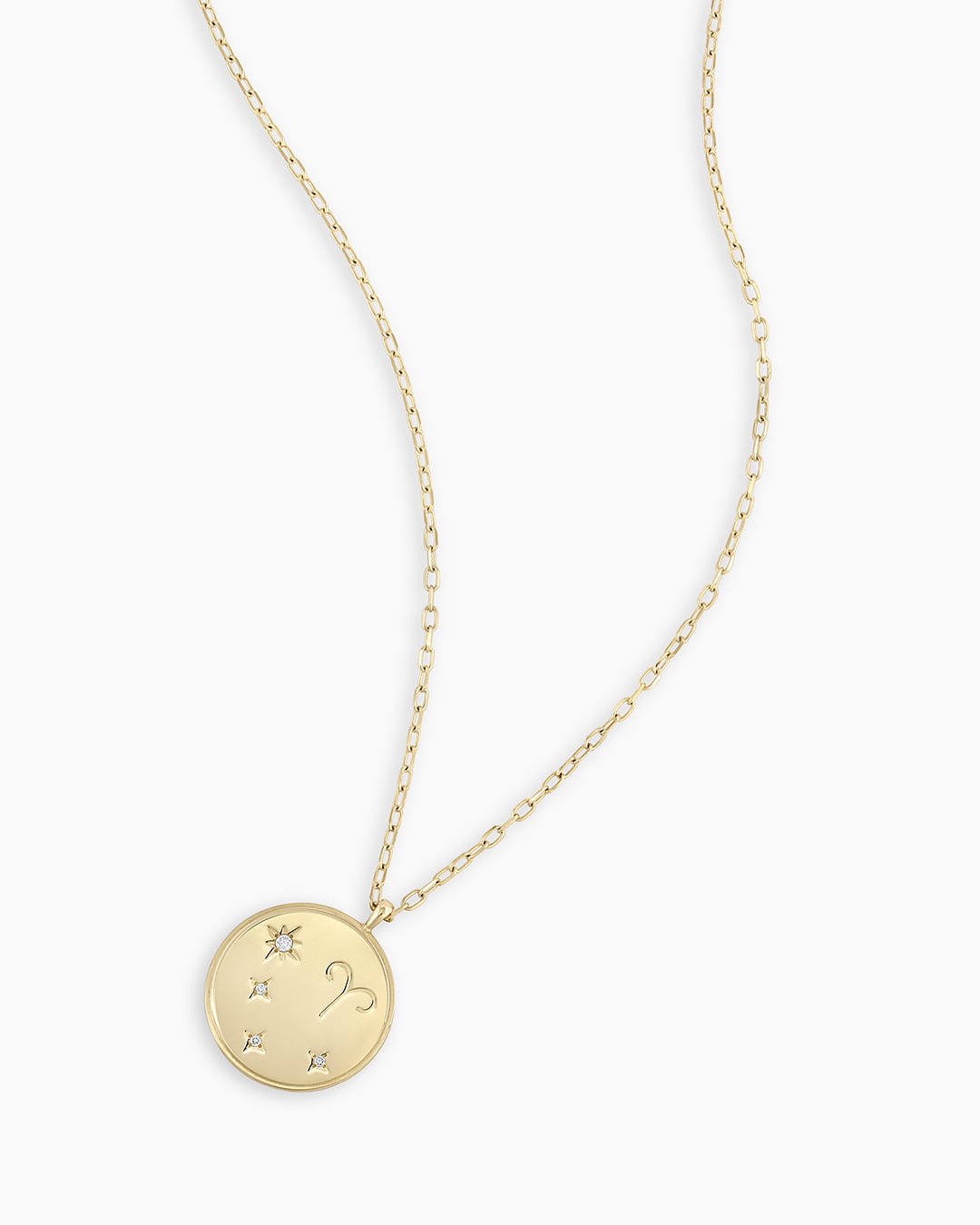 Diamond Zodiac Aries Necklace || option::14k Solid Gold, Aries