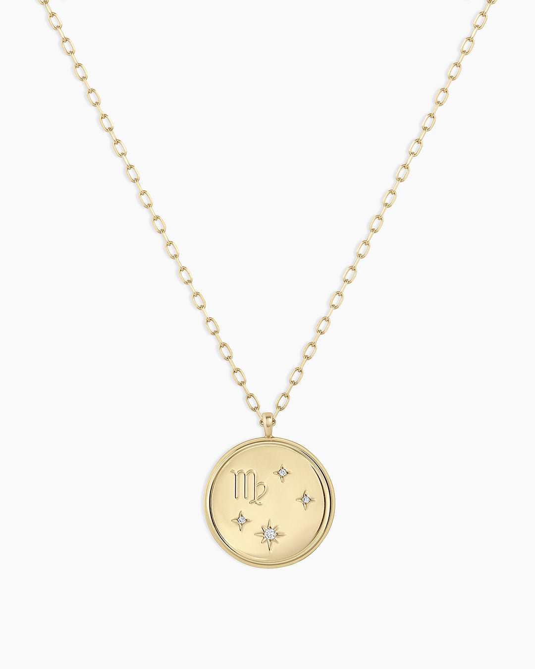 Diamond Zodiac Virgo Necklace || option::14k Solid Gold, Virgo