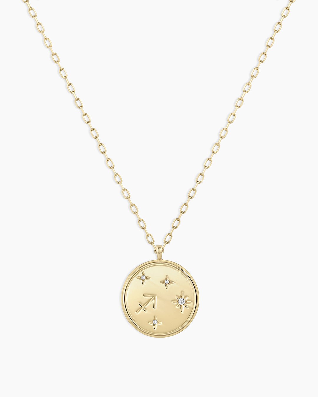 Diamond Zodiac Sagittarius Necklace || option::14k Solid Gold, Sagittarius