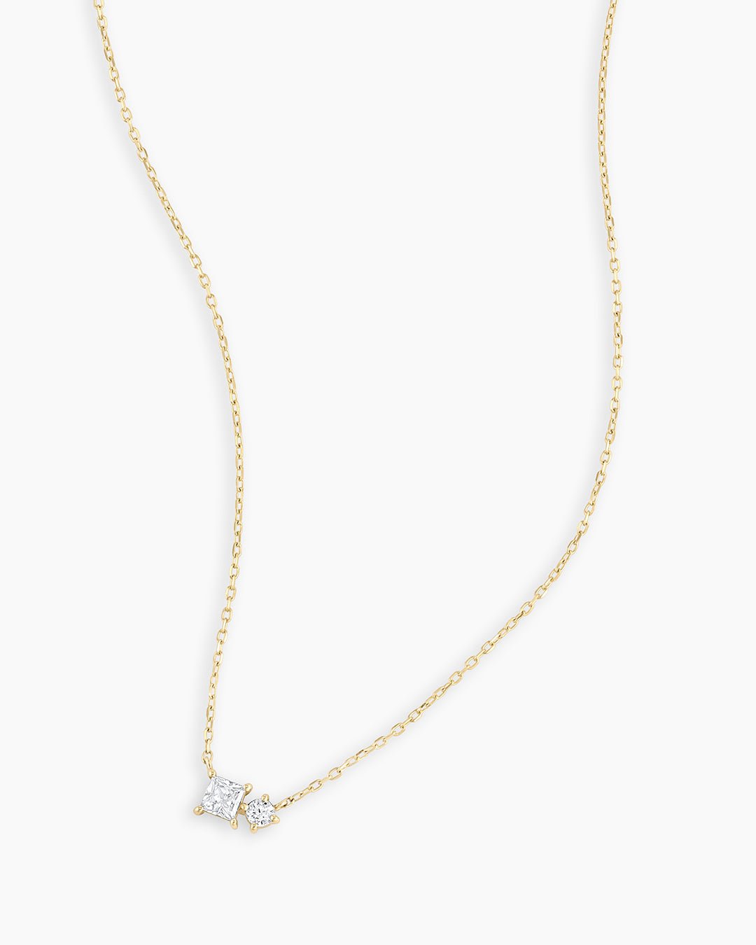Diamond and White Sapphire Necklace || option::14k Solid Gold
