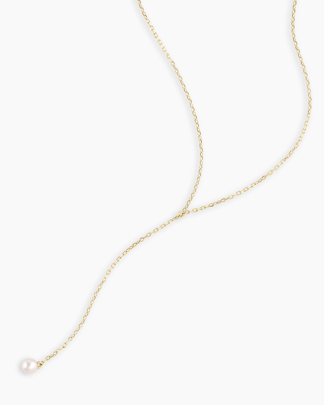 Pearl Lariat Necklace || option::14k Solid Gold