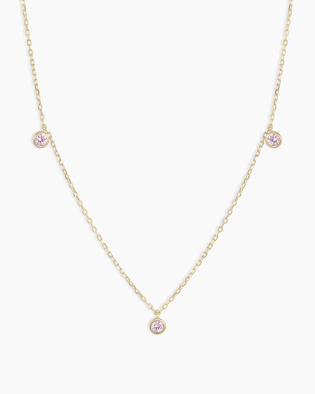 Classic  Pink Sapphire Trio Necklace || option::14k Solid Gold
