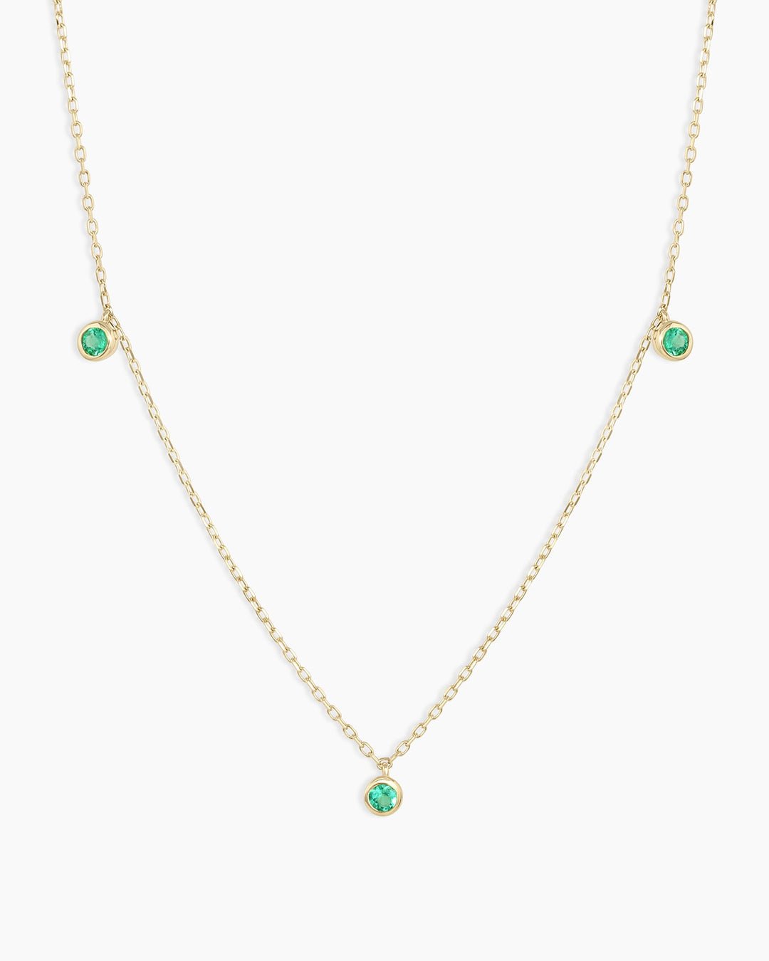 Classic Emerald Trio Necklace || option::14k Solid Gold