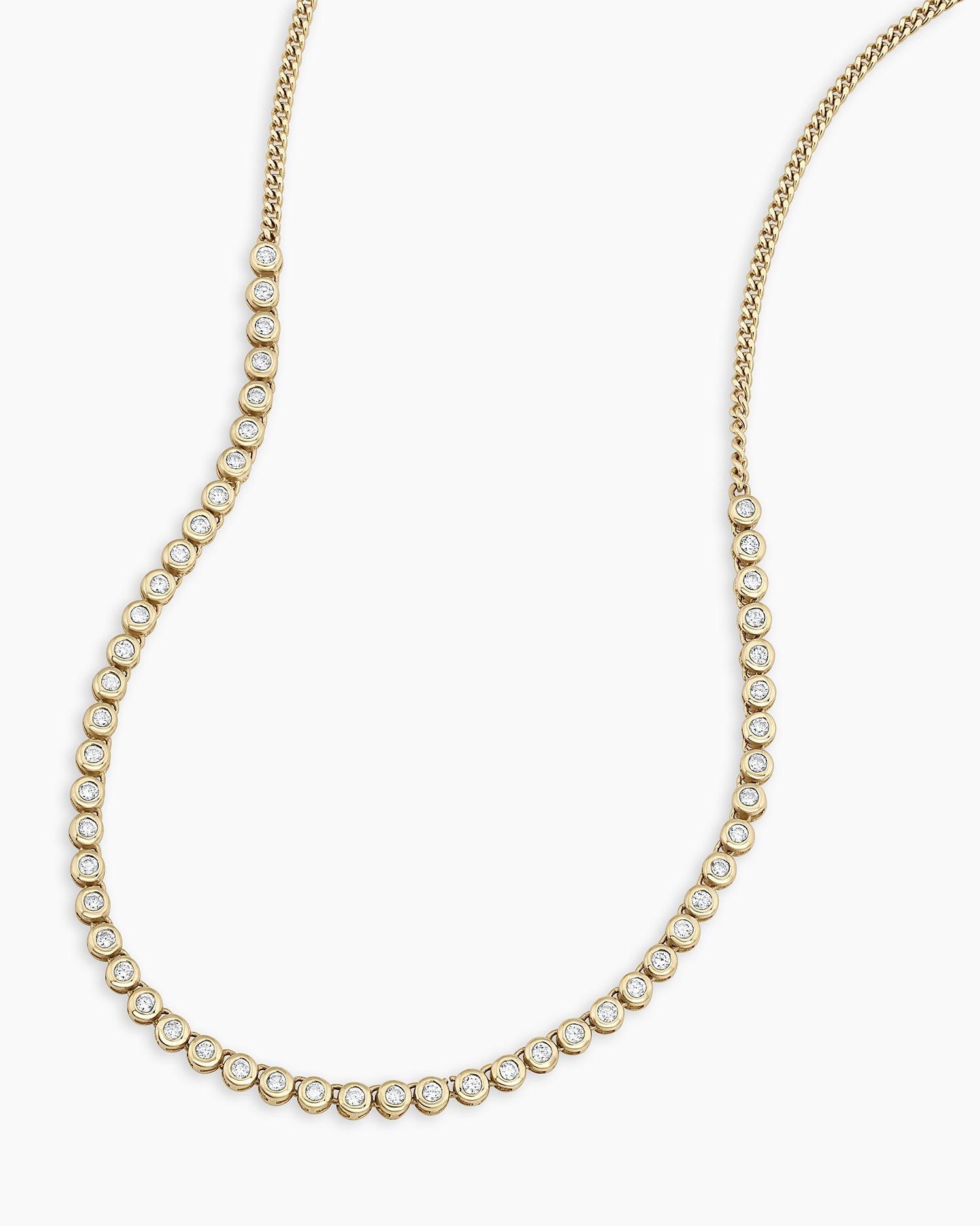 Classic  Diamond Row Necklace || option::14k Solid Gold