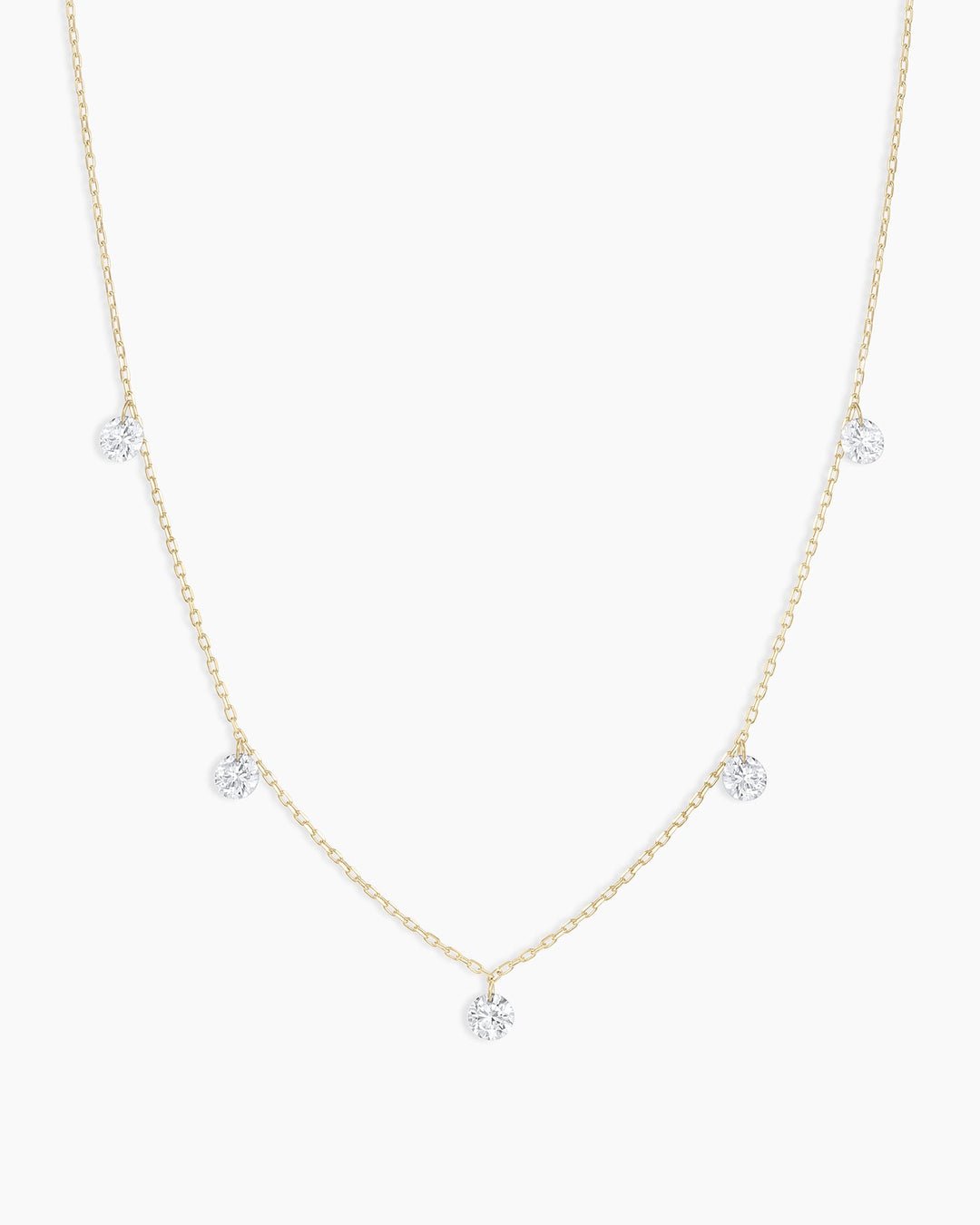 Floating Diamond Flutter Necklace || option::18k Solid Gold