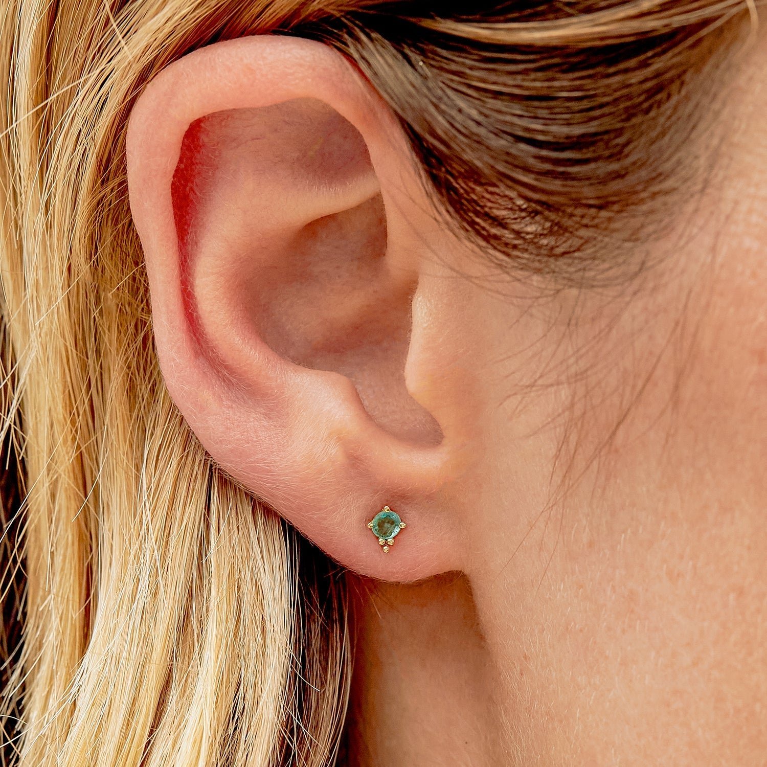 14k Gold | gorjana jewelry | Emerald Trinity Studs | Emerald earrings | May birthstone