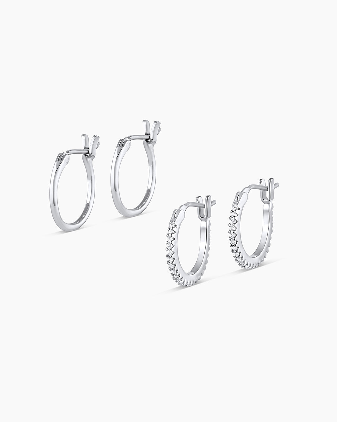 Classic Huggie set || option::Silver Plated