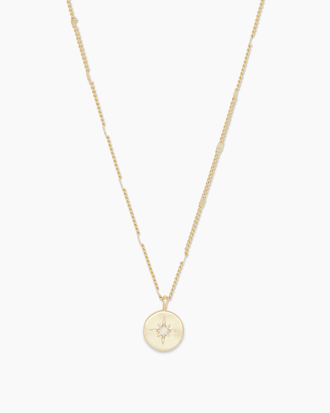 Power Birthstone Coin Necklace April || option::Gold Plated, Diamond